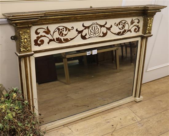 A Regency style gilt and cream painted overmantel mirror W.126cm
